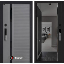 Входная дверь Лабиринт Пиано Смарт 2.0 с зеркалом Панорама с тонировкой - Черный кварц