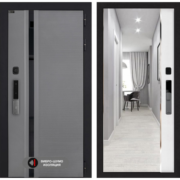 Входная дверь Лабиринт Пиано Смарт 2.0 с зеркалом Панорама - Белый софт