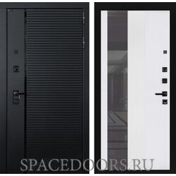 Входная дверь Лабиринт PIANO с Зеркалом 32 тонированным - Белый рельеф софт
