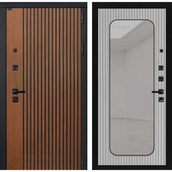 Входная дверь Лабиринт Шторм с зеркалом Аркада - Веллюто ферро с патиной