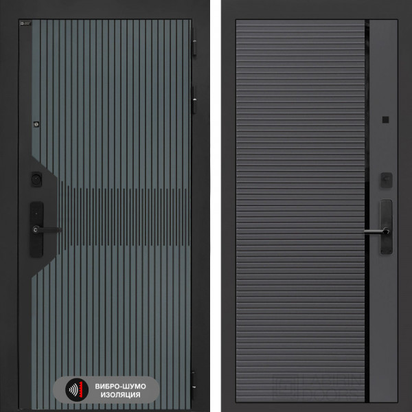 Входная дверь Лабиринт Smartlab 22 - Графит софт, черная вставка