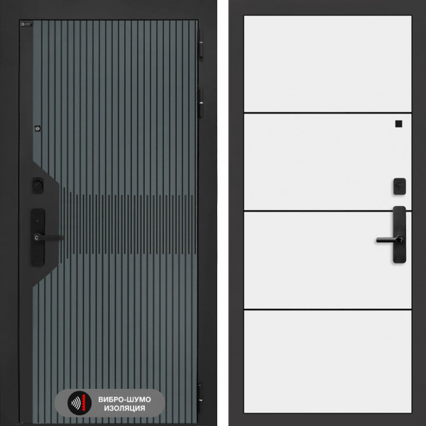 Входная дверь Лабиринт Smartlab 25 - Белый софт, черный молдинг