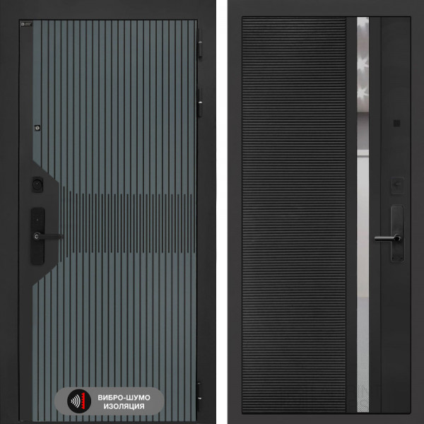 Входная дверь Лабиринт Smartlab 31 - Черный кварц, зеркальная вставка с тонировкой