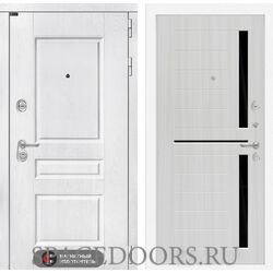 Входная дверь Лабиринт Versal 02 - Сандал белый, стекло черное