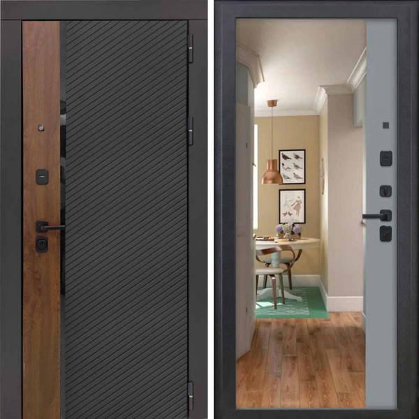 Входная дверь 3KL-1101 ФЛЗ-23 Velutto Grigio с зеркалом