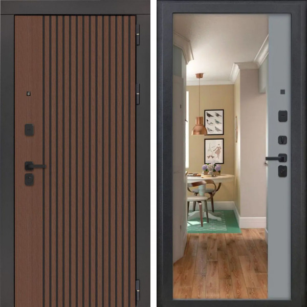 Входная дверь 3KL-1106 ФЛЗ-23 Velutto Grigio с зеркалом