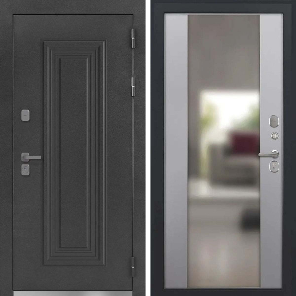 Входная дверь L-Дарион с терморазрывом Алиса софт грей зеркало
