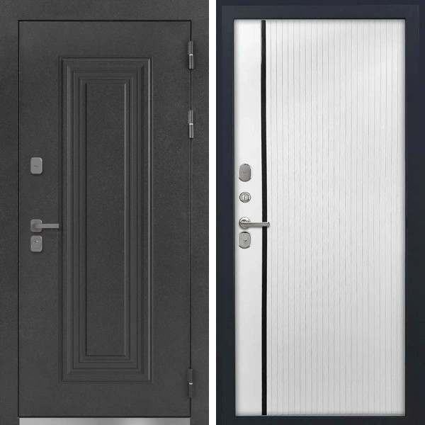 Входная дверь L-Дарион с терморазрывом ФЛП-541 Белая и черный пластик