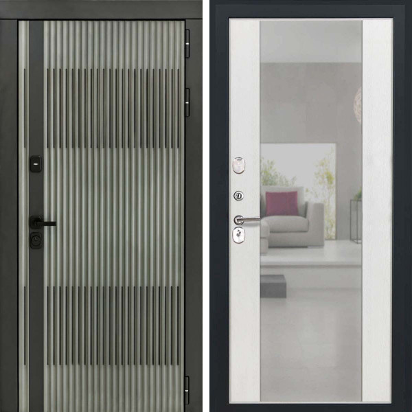 Входная дверь L-Elfy Алиса ясень белый зеркало