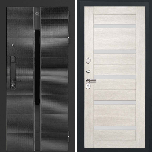 Входная дверь L-Legia СБ-1 беленый дуб экошпон стекло белое