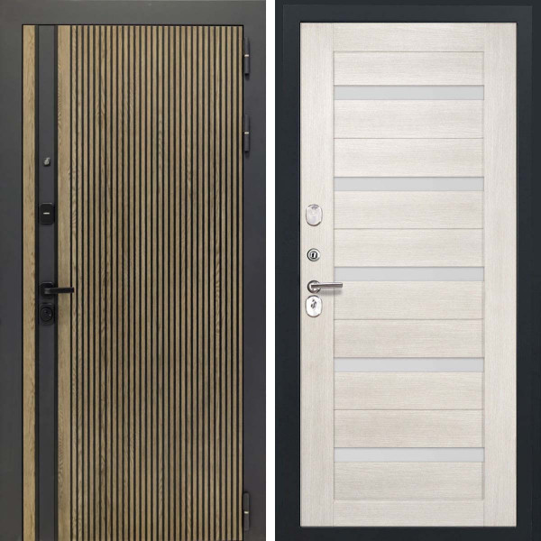 Входная дверь L-Rosna СБ-1 беленый дуб экошпон стекло белое