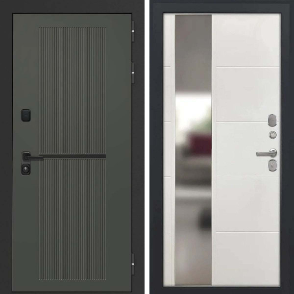 Входная дверь L-Terio-2 ФЛЗ-649 софт капучино зеркало