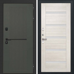 Входная дверь L-Terio-2 СБ-1 беленый дуб экошпон стекло белое