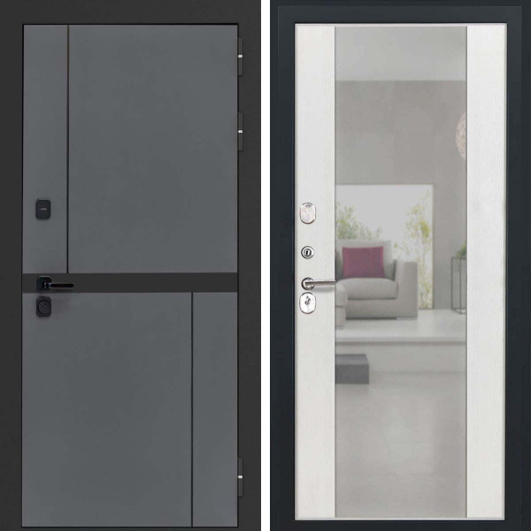 Входная дверь L-Terio Алиса ясень белый зеркало