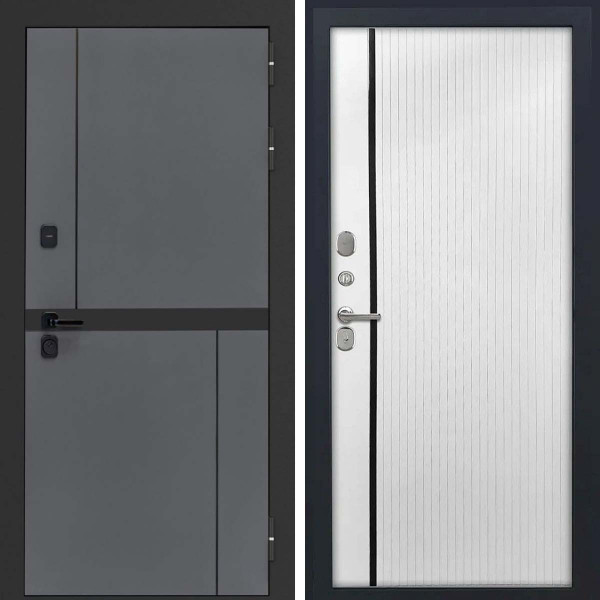 Входная дверь L-Terio ФЛП-541 Белая и черный пластик