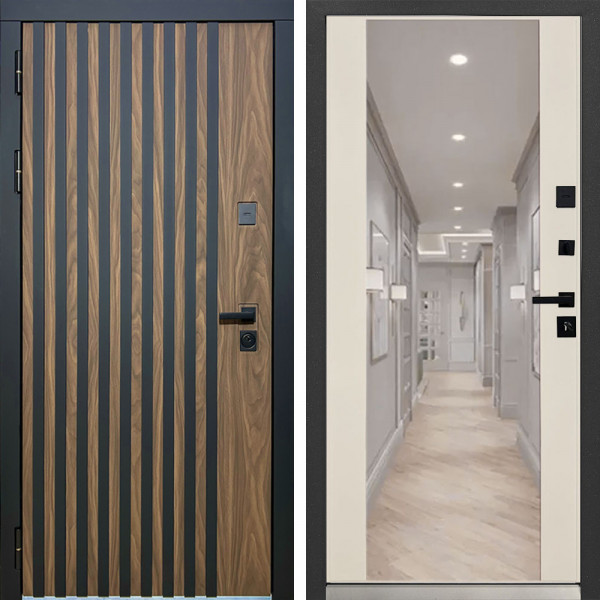 Входная дверь MXDoors MXL-1 Зеркало 2 Софт шампань