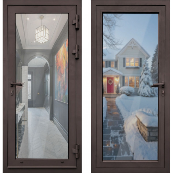 Входная алюминиевая дверь Надом двери с терморазрывом RAL 8019