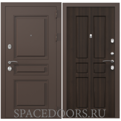 Входная дверь ZELAR Евро 2, RAL 8019(штамп 2) коричневый классика, венге темный №31