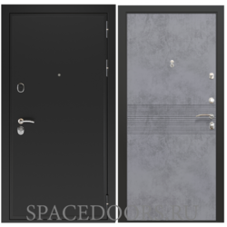 Входная дверь ZELAR Евро 2, черный муар, бетон темный №150