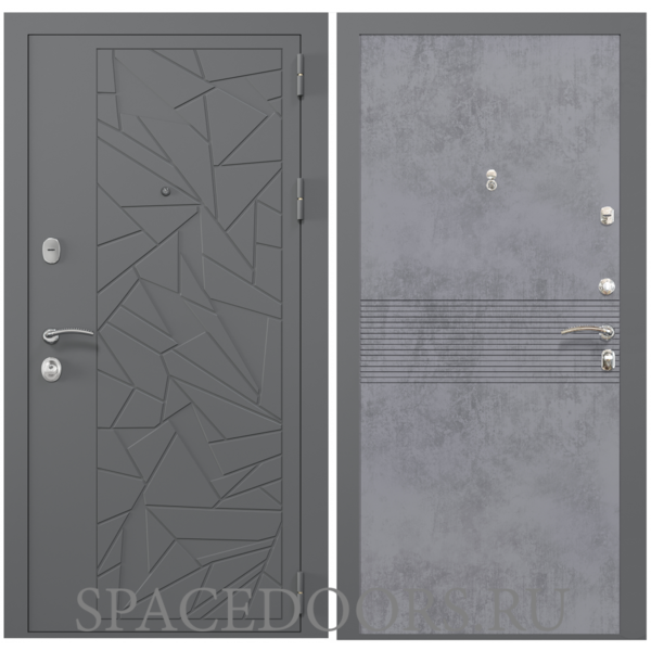 Входная дверь ZELAR Евро 3 Белый матовый, бетон темный №150