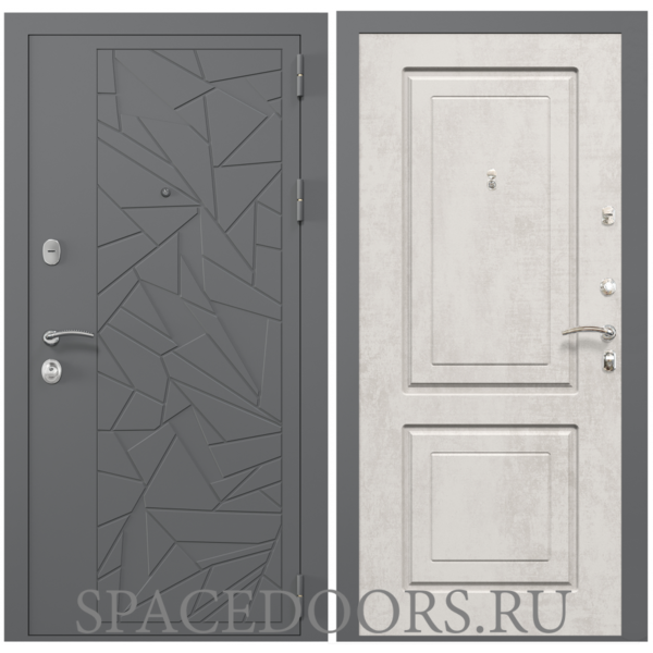 Входная дверь ZELAR Евро 3 Белый матовый, бетон крем №69