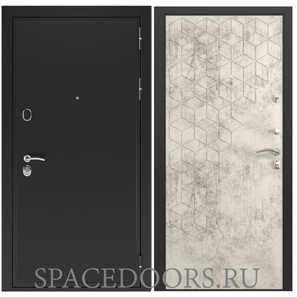 Входная дверь ZELAR Евро 2, черный муар, бетон светлый №154