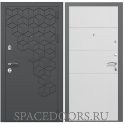 Входная дверь ZELAR Евро 2, RAL 7016 (штамп1) темно серый гексагон, белый матовый №156