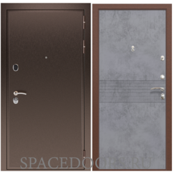 Входная дверь ZELAR Евро 2, антик медь, бетон темный №150
