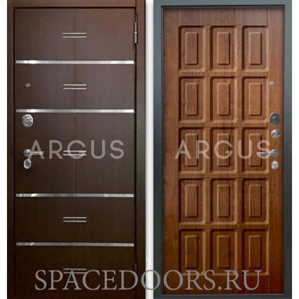 Входная дверь Аргус Люкс АС 2П Лайн венге - Шоколад золотой дуб