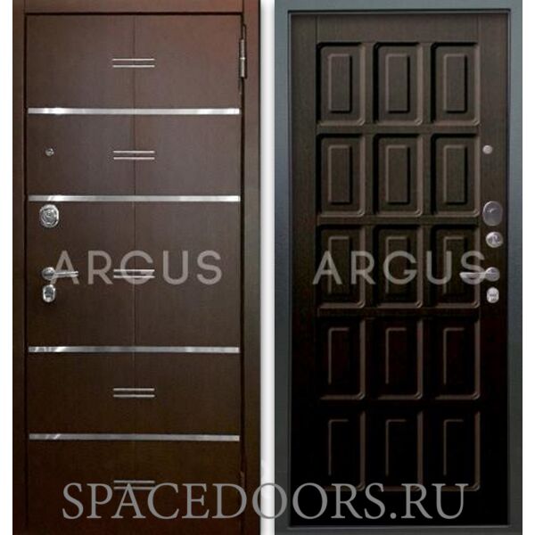 Входная дверь Аргус Люкс АС 2П Лайн венге - Шоколад венге