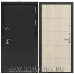 Входная дверь ZELAR Евро 2, черный муар, лиственница беж молдинг №11