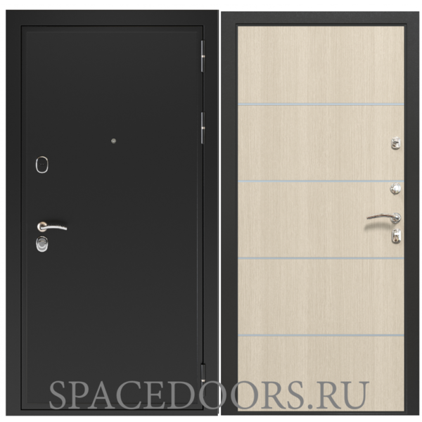 Входная дверь ZELAR Евро 2, черный муар, лиственница беж молдинг №11