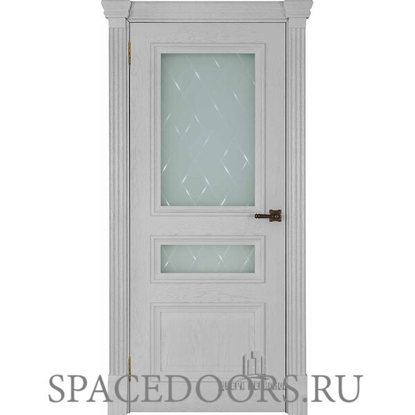 Дверь межкомнатная Барселона Квадро (широкий фигурный багет) дуб perla остекленная