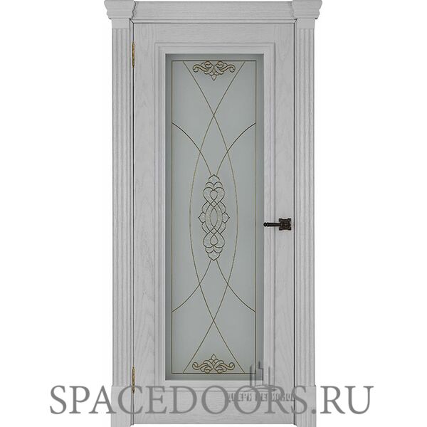 Дверь межкомнатная Тоскана витраж Мираж (широкий фигурный багет) дуб perla остекленная