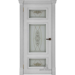 Дверь межкомнатная Мадрид витраж Мираж (широкий фигурный багет) дуб perla остекленная