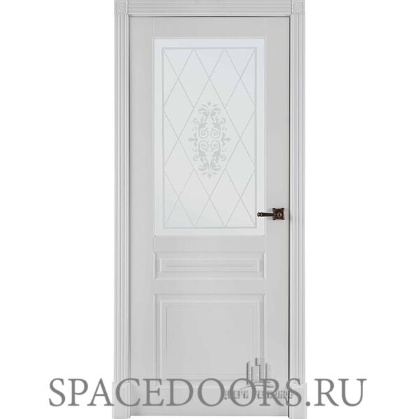 Дверь межкомнатная Турин эмаль белая остекленная