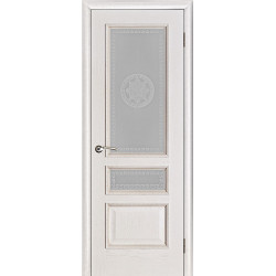 Дверь межкомнатная Вена Версаче белая патина остекленная