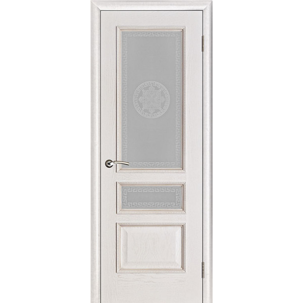 Дверь межкомнатная Вена Версаче белая патина остекленная