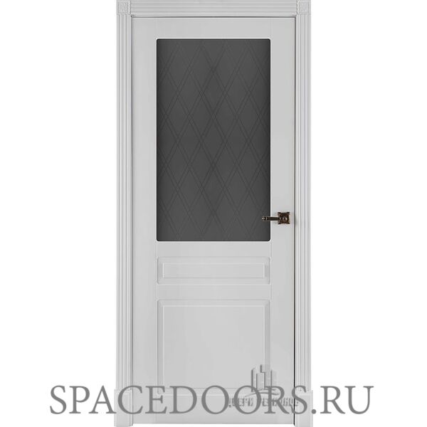 Дверь межкомнатная Прага эмаль белая остекленная