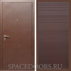 Входная дверь REX 1 эконом медный антик полоски горизонтальные ясень шоколадный
