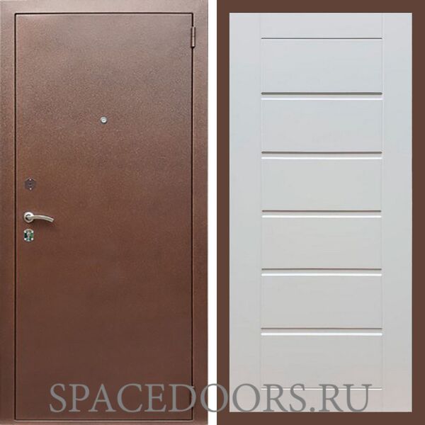 Входная дверь REX 1 эконом медный антик сити 16 мм ясень белый