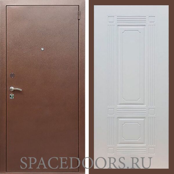 Входная дверь REX 1 эконом медный антик ФЛ-2 ясень белый 6 мм