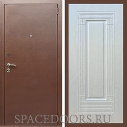 Входная дверь REX 1 эконом медный антик ФЛ-4 ясень белый