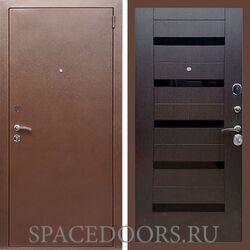 Входная дверь REX 1 эконом медный антик сб-14 венге черное стекло