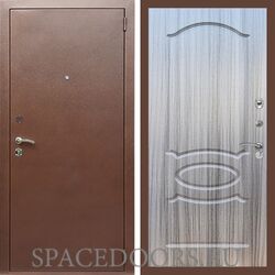 Входная дверь REX 1 эконом медный антик ФЛ-128 Сандал серый