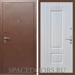 Входная дверь REX 1 эконом медный антик ФЛ-2 Сандал белый