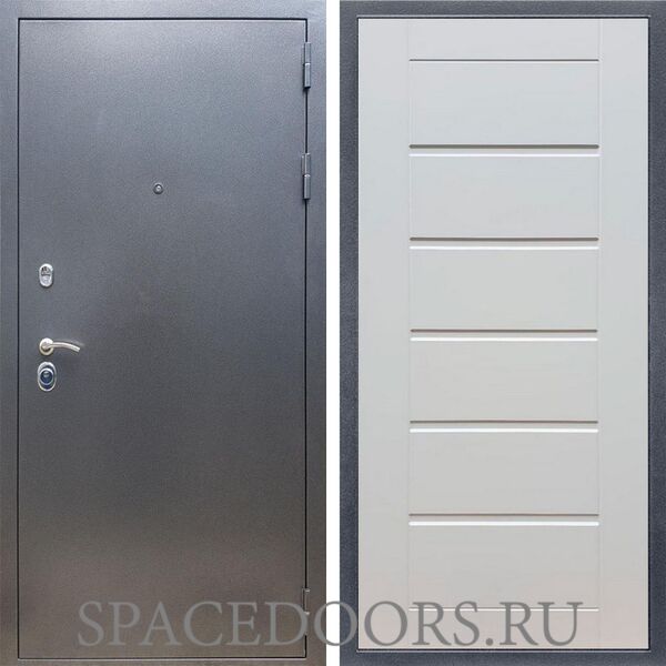 Входная дверь REX 11 Антик серебро сити 16 мм ясень белый