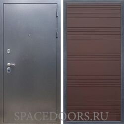 Входная дверь REX 11 Антик серебро полоски горизонтальные ясень шоколадный