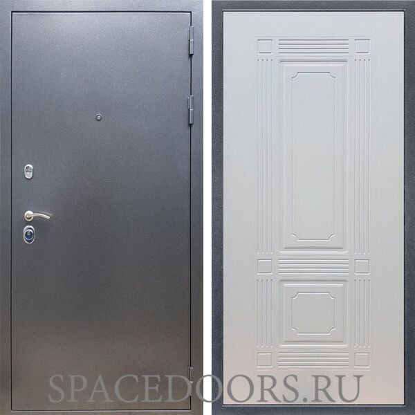 Входная дверь REX 11 Антик серебро ФЛ-2 ясень белый 6 мм
