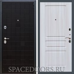 Входная дверь REX 12 Чёрный ясень ФЛ-243 Сандал светлый